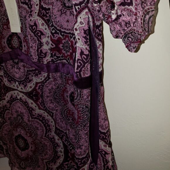Charter Club Purple Patterned blouse sheer… - Picture 2 of 8